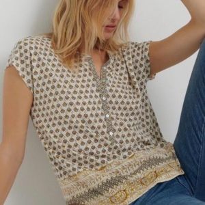 Lucky Brand Lana Contrast Print Top XS